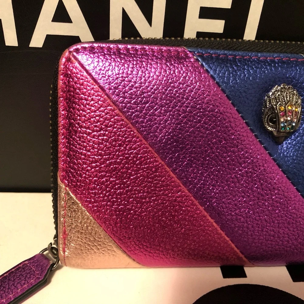 Auth Rainbow 🌈 Kurt Geiger Metallic Leather Large Wallet - Picture 11 of 13